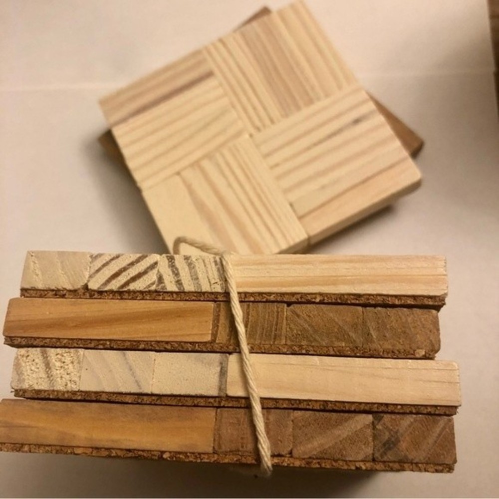 Handmade Rustic Square Coasters with Cork Backing - Picture 2 of 5